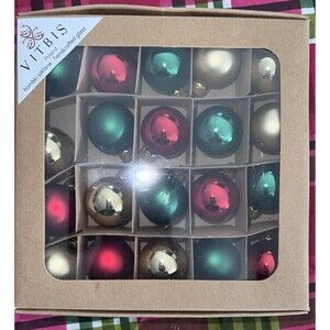 Vitbis 20 Poland Mini Matte Multicolored hand made Glass Christmas Ornaments New